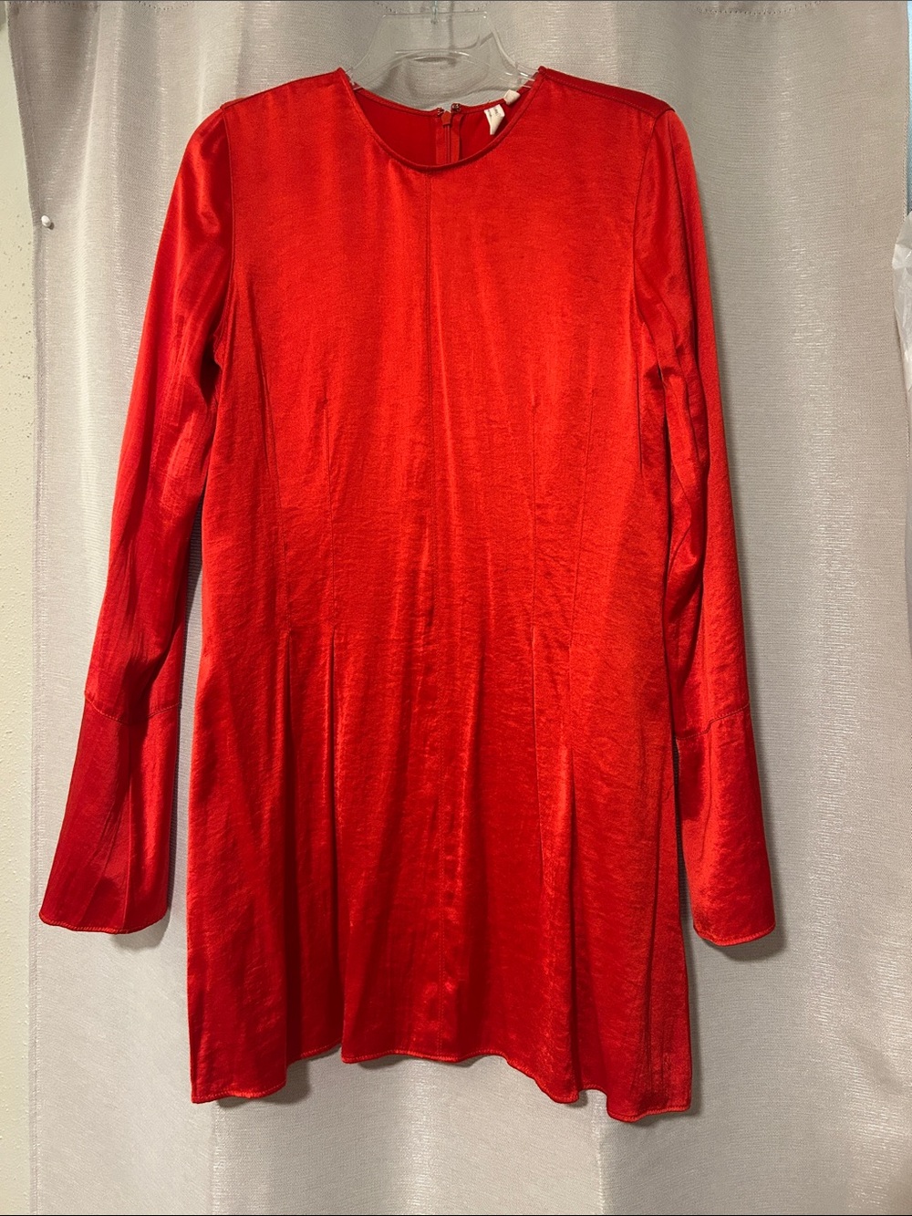 Red Women's Long-Sleeve Satin Tunic Top
